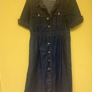 Denim Button-Up Dress size M grandmacore vintage timeless minimalist overall